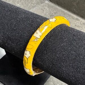 Vintage Yellow and Gold Floral Women's Enamel Bangle